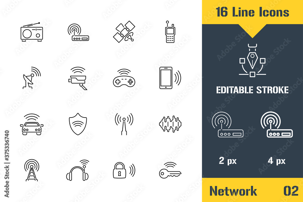 Internet of things, Network, Iot. Thin line icon - Outline flat vector illustration. Editable stroke pictogram. Premium quality graphics concept for web, logo, branding, ui, ux design, infographics.