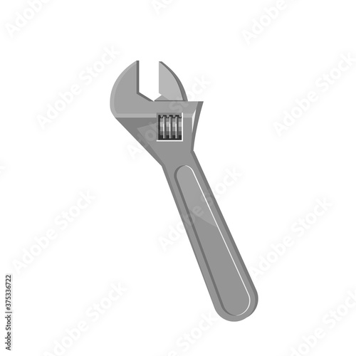 Metal adjustable wrench. Tool icon. Flat style illustration