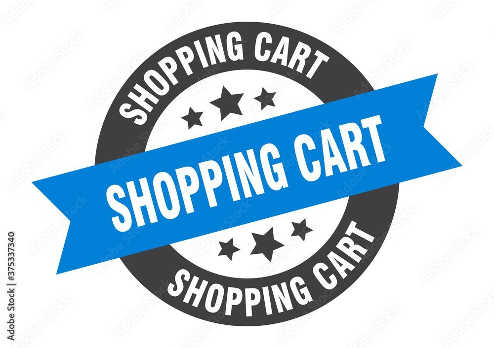 Fototapeta premium shopping cart sign. round ribbon sticker. isolated tag