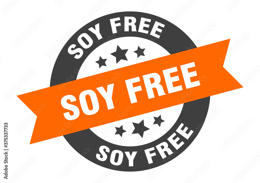 Obraz premium soy free sign. round ribbon sticker. isolated tag