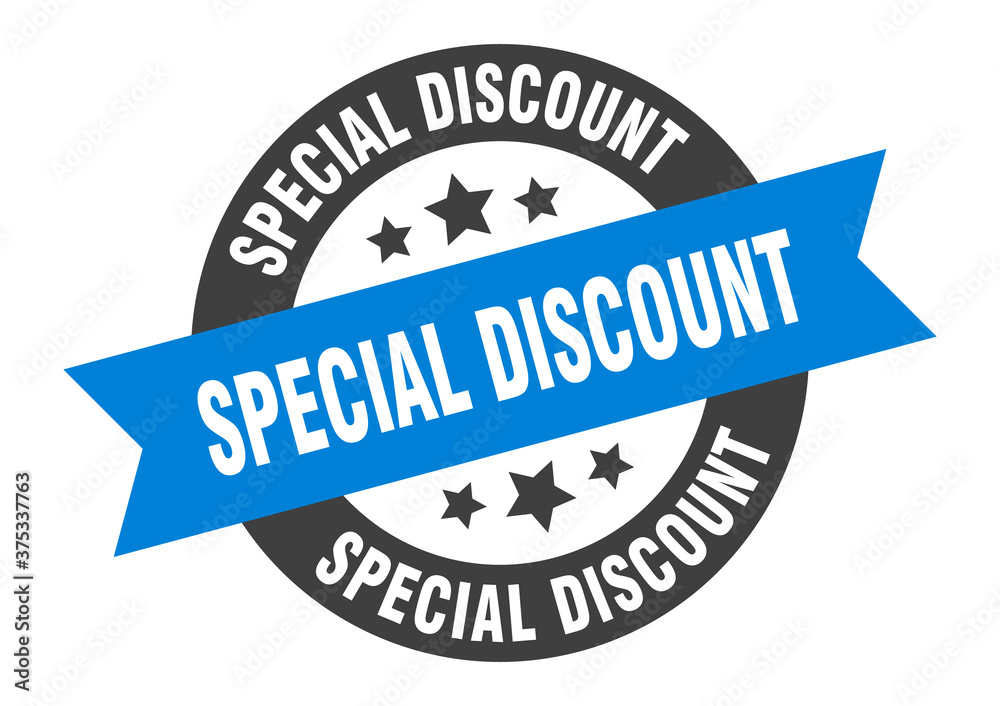 Fototapeta premium special discount sign. round ribbon sticker. isolated tag