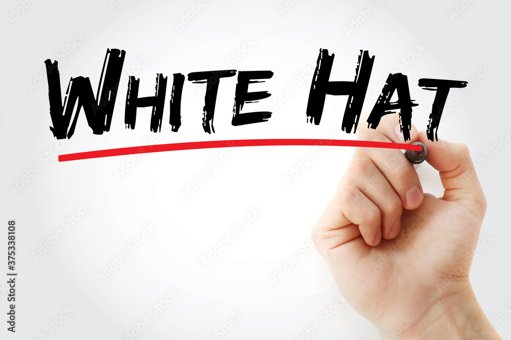 Fototapeta premium White Hat text with marker, technology concept background