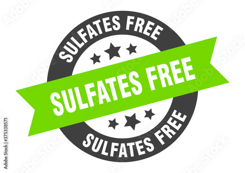 sulfates free sign. round ribbon sticker. isolated tag photo