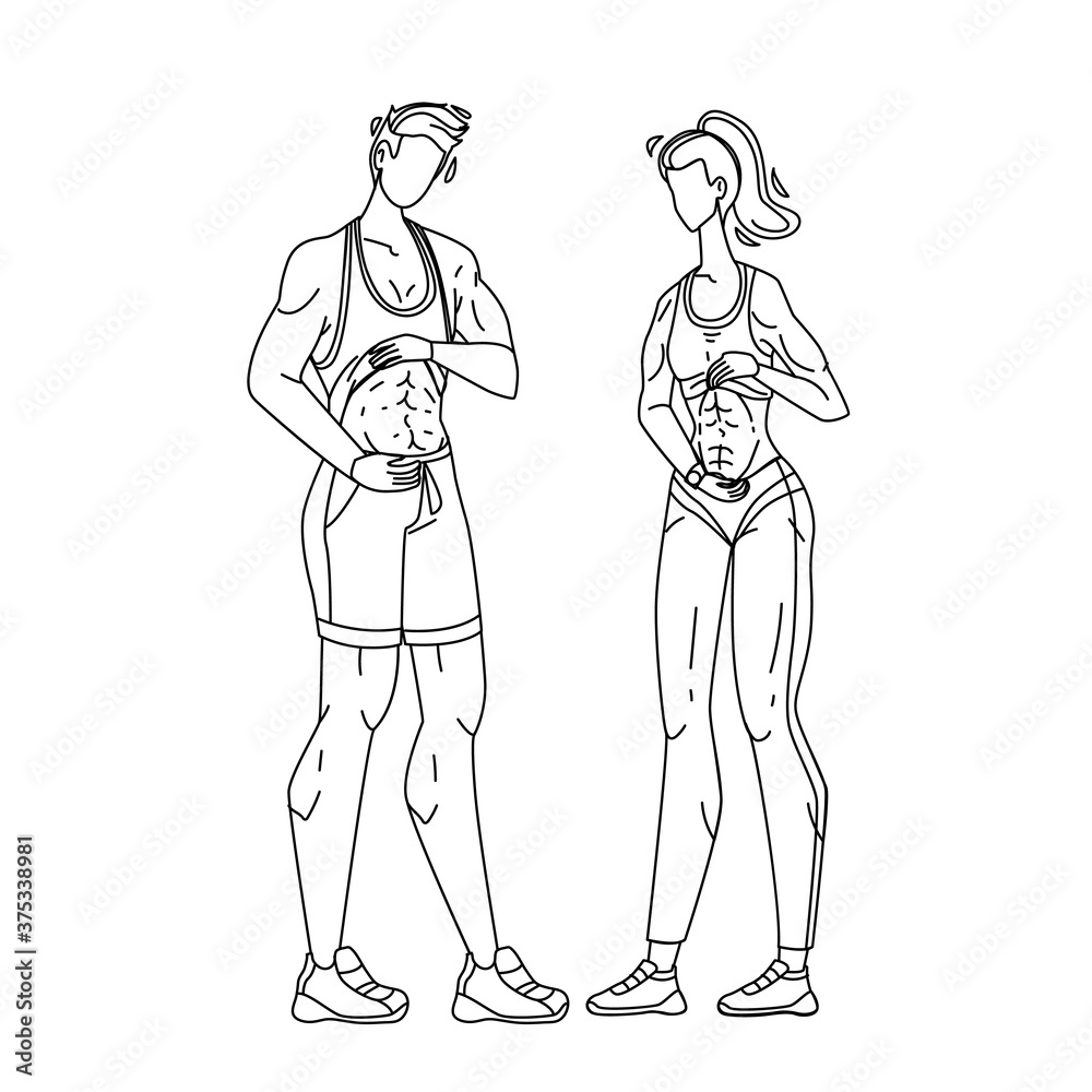 Fitness People Showing Abs And Flat Belly Vector