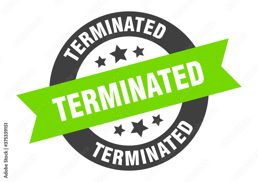 Obraz premium terminated sign. round ribbon sticker. isolated tag
