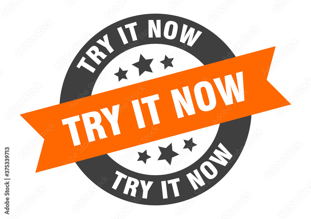 Fototapeta premium try it now sign. round ribbon sticker. isolated tag