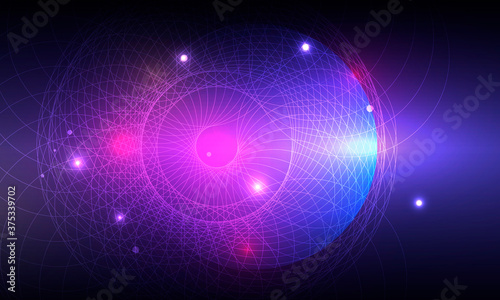 Abstract space background in abstract style on deep dark background. Modern geometric background. Blue vector abstract graphic design