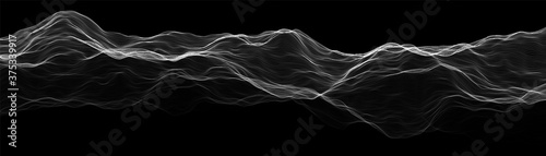Abstract wave background. Music or sound illustration. Big data technology. Artificial intelligence concept. Network visualisation. Futuristic quantum computing.