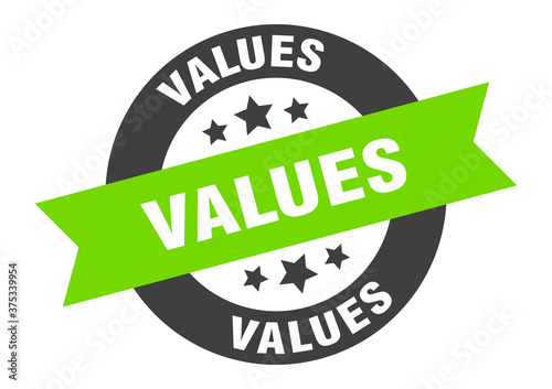 values sign. round ribbon sticker. isolated tag