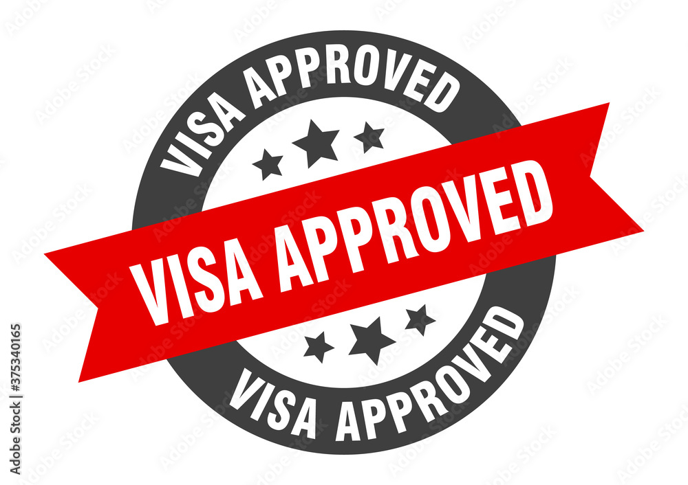 Fototapeta premium visa approved sign. round ribbon sticker. isolated tag