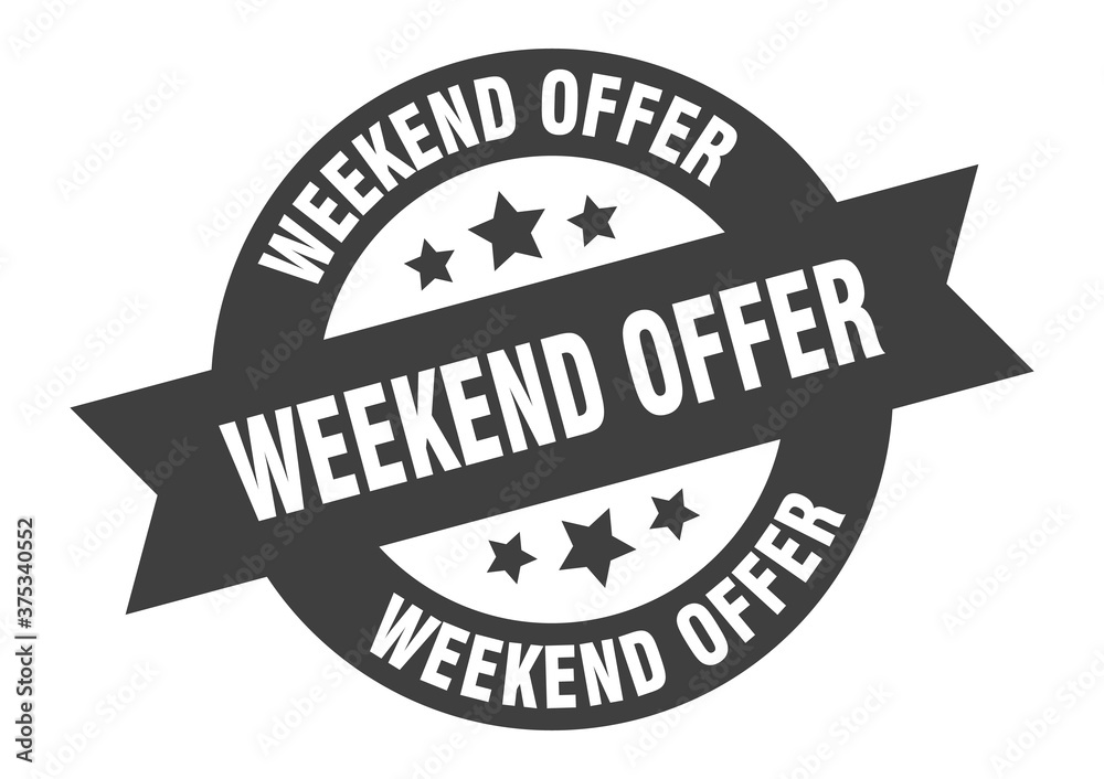 Fototapeta premium weekend offer sign. round ribbon sticker. isolated tag