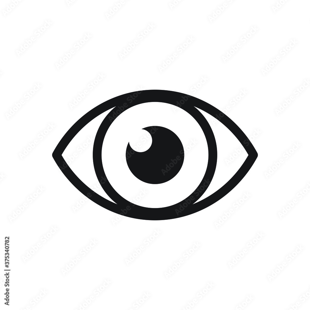 Eye vector icon. Optic eyesight and look symbol. View or watch sign. Optician logo. Isolated on white background. Eye vector icon. Optic eyesight and look symbol. View or watch sign. Optician logo. Isolated on white background.