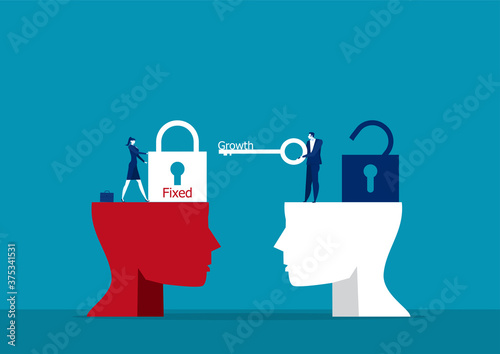 businessman carry big Key to Unlock Idea growth mindset concept .