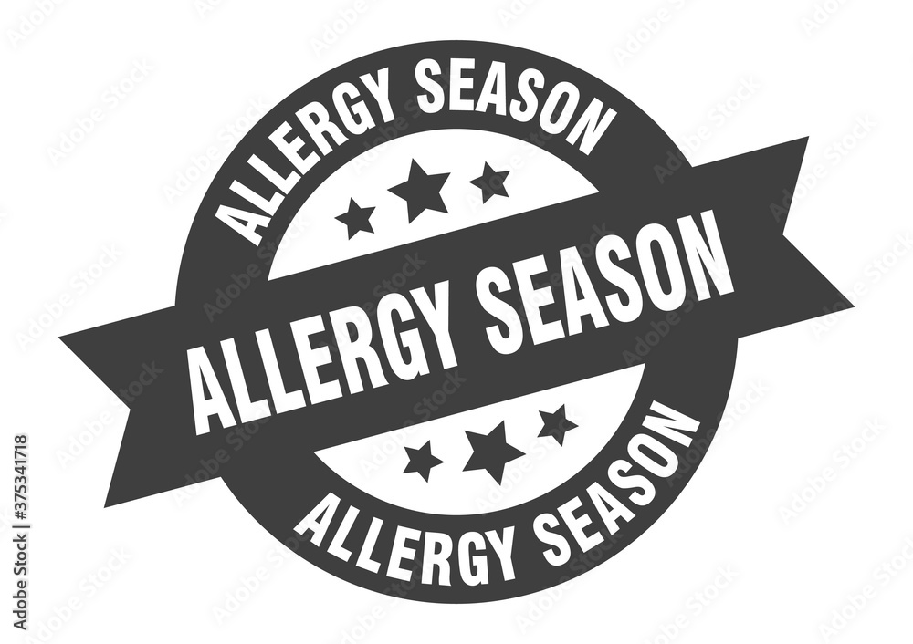 allergy season sign. round ribbon sticker. isolated tag