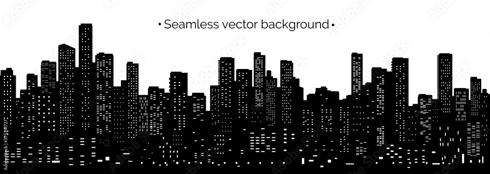Obraz premium Seamless illustration of night cityscape