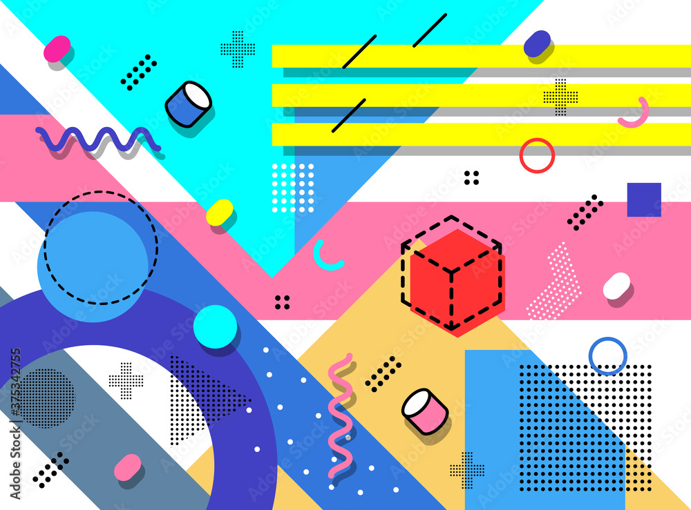 Modern memphis style design geometric background, abstract geometric background design template graphics, playful geometric shape pattern Modern memphis style design geometric background, abstract geometric background design template graphics, playful geometric shape pattern