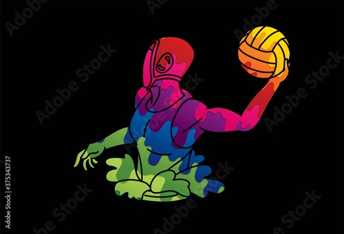 Water Polo player cartoon graphic vector