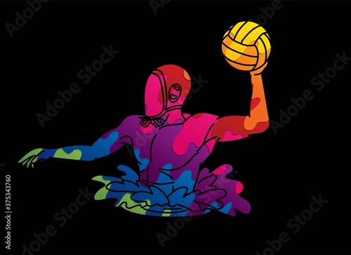 Water Polo player cartoon graphic vector