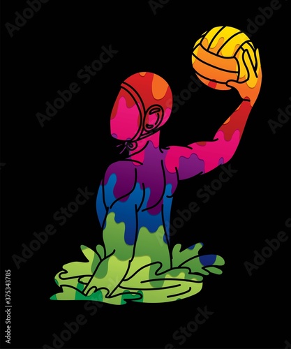 Water Polo player cartoon graphic vector