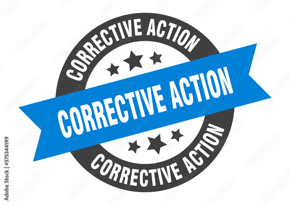 Fototapeta premium corrective action sign. round ribbon sticker. isolated tag