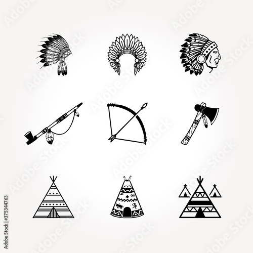 set of Indian tribes icons vector
