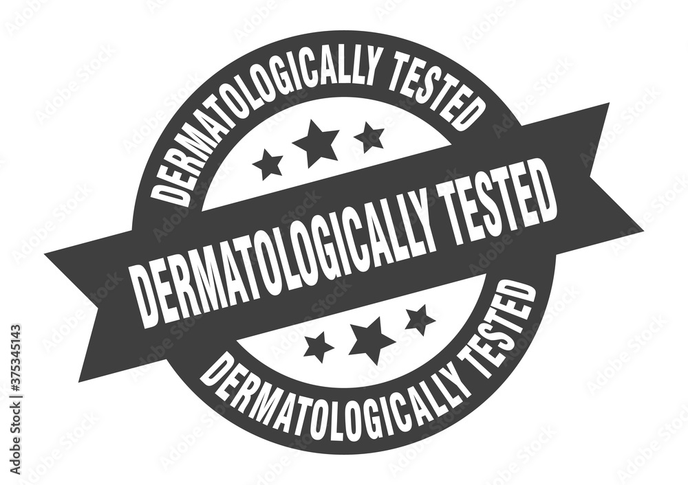 Obraz premium dermatologically tested sign. round ribbon sticker. isolated tag