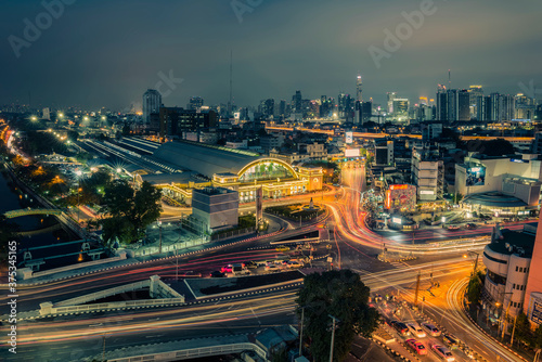 Bangkok cityscape with Bangkok train station