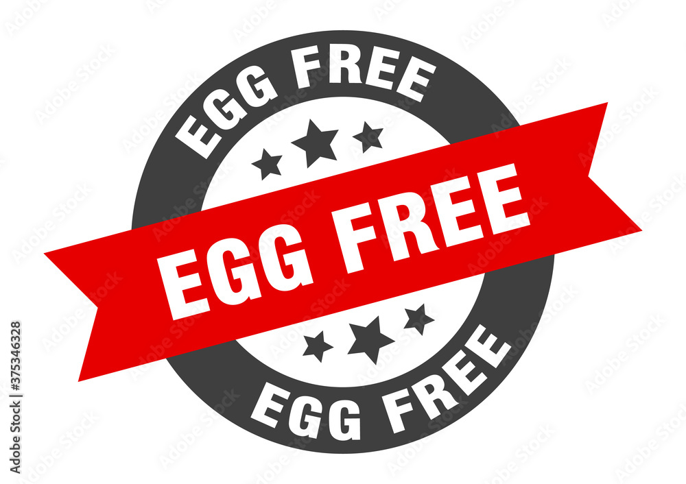 Fototapeta premium egg free sign. round ribbon sticker. isolated tag