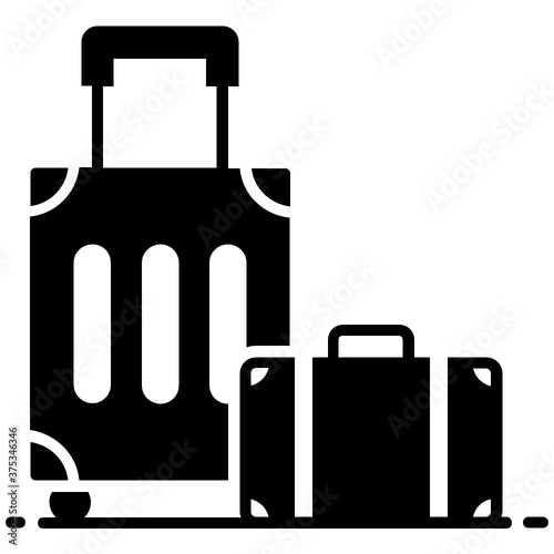 
Trolley bag with briefcase, design of luggage concept icon
