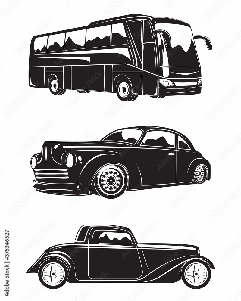 Set of Vintage cars emblems for  logo design