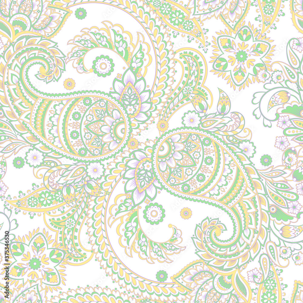 Paisley Ornamental seamless pattern. kalamkari vector fabric background