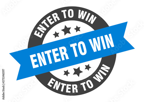 enter to win sign. round ribbon sticker. isolated tag