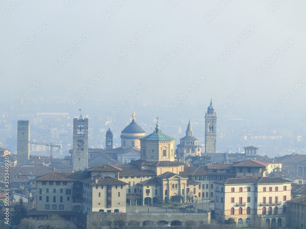 view of the old town of Bergamo