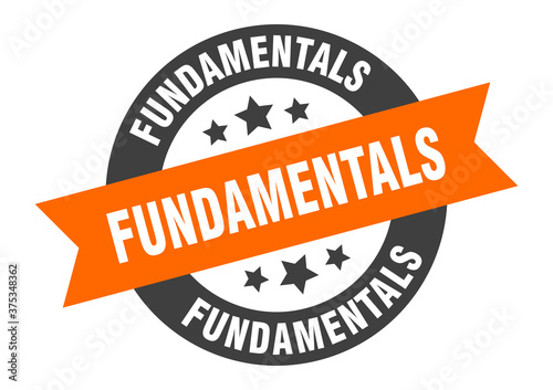 fundamentals sign. round ribbon sticker. isolated tag