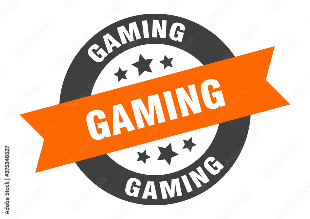 Fototapeta premium gaming sign. round ribbon sticker. isolated tag