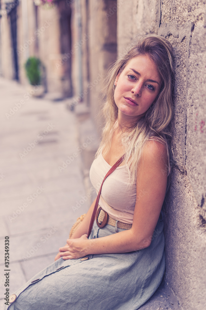 Fototapeta premium Young attractive woman looking sexy with fresh and natural beauty. Real People Outdoors Portrait