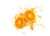 Orange juice splash.3d illustration.