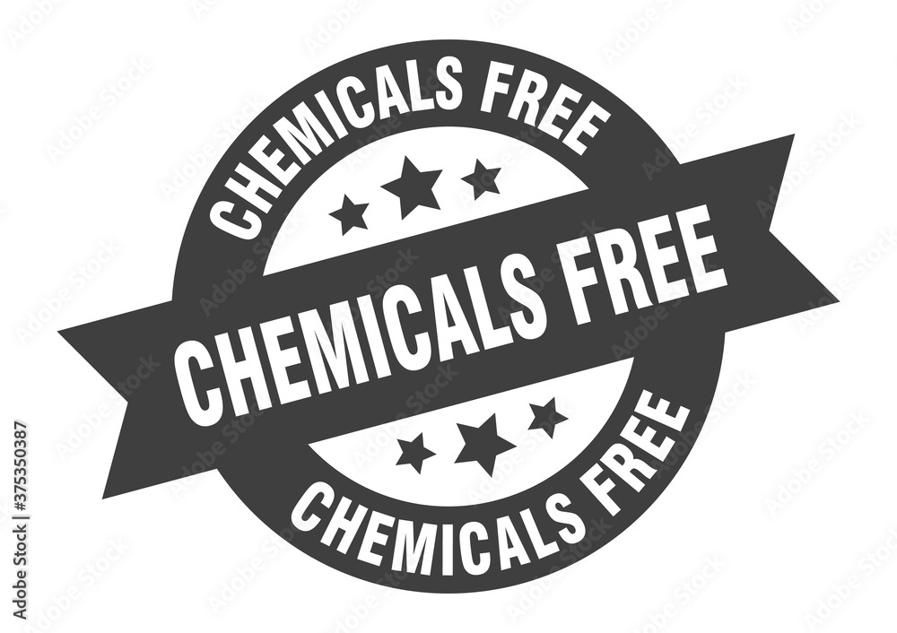 Fototapeta premium chemicals free sign. round ribbon sticker. isolated tag