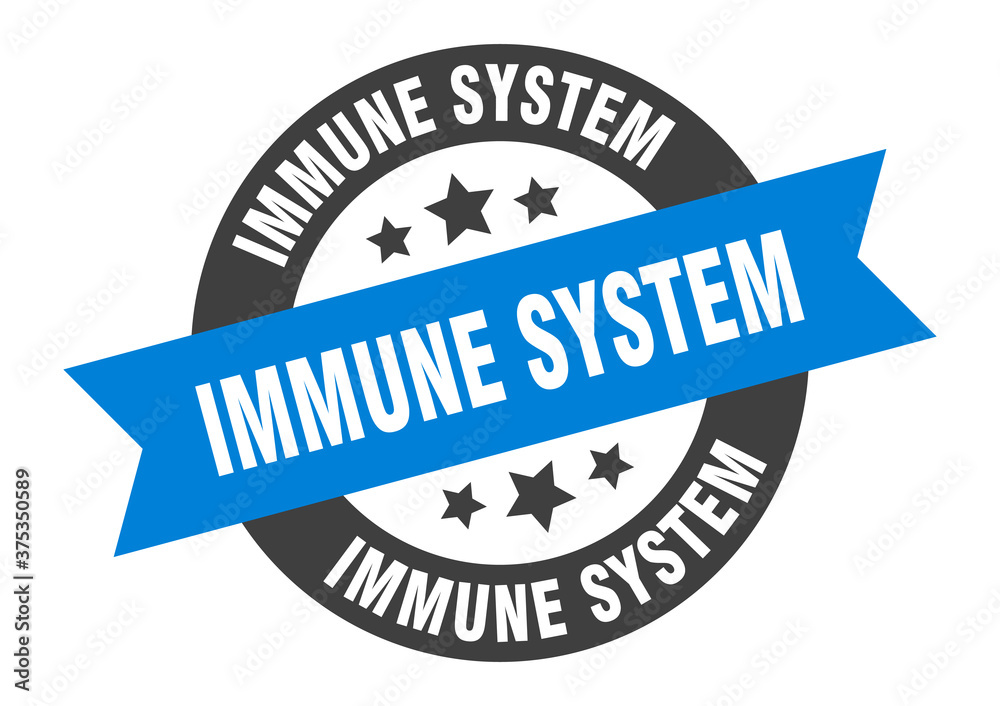 Fototapeta premium immune system sign. round ribbon sticker. isolated tag