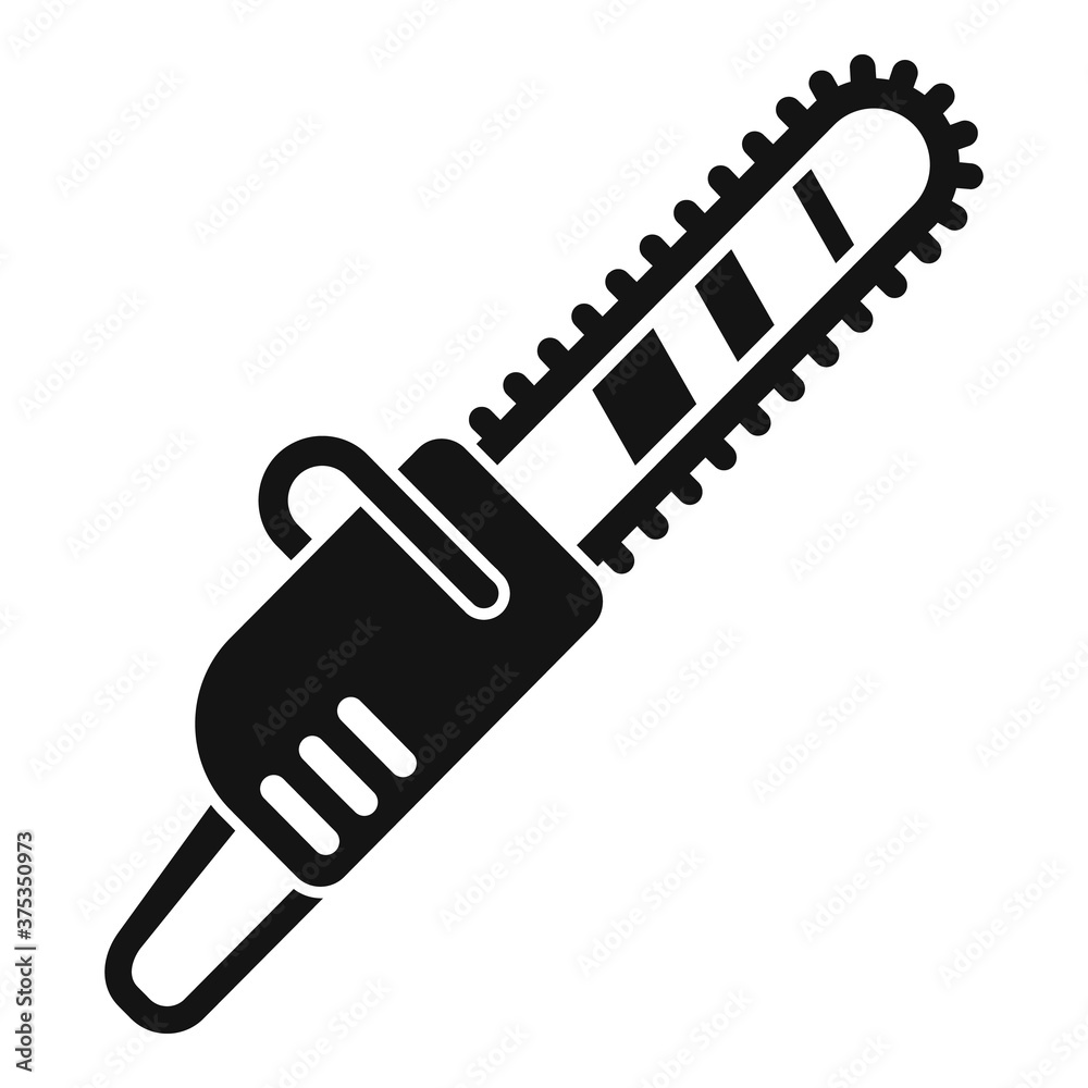 Gasoline chain saw icon. Simple illustration of gasoline chain saw vector icon for web design isolated on white background Gasoline chain saw icon. Simple illustration of gasoline chain saw vector icon for web design isolated on white background