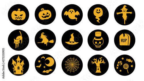 ハロウィン シンプルなアイコン素材集
