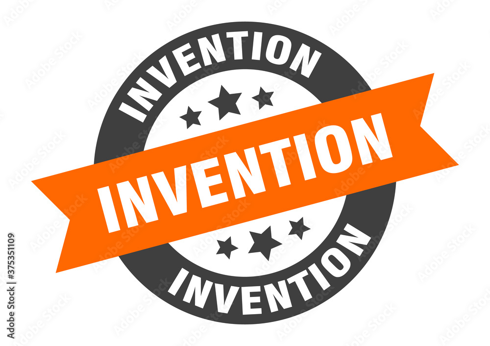 Obraz premium invention sign. round ribbon sticker. isolated tag