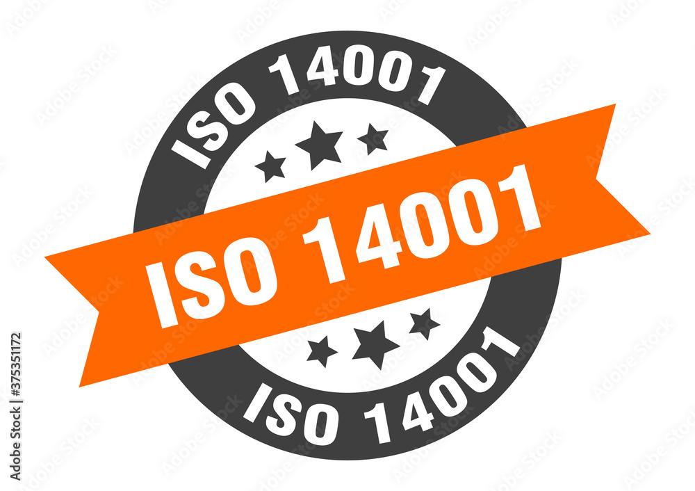 Fototapeta premium iso 14001 sign. round ribbon sticker. isolated tag
