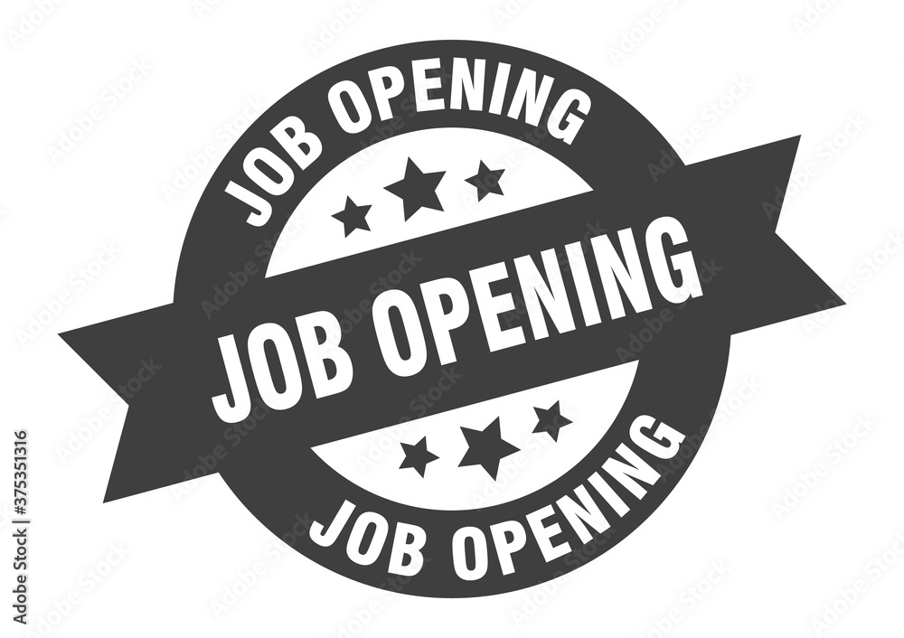 job opening sign. round ribbon sticker. isolated tag