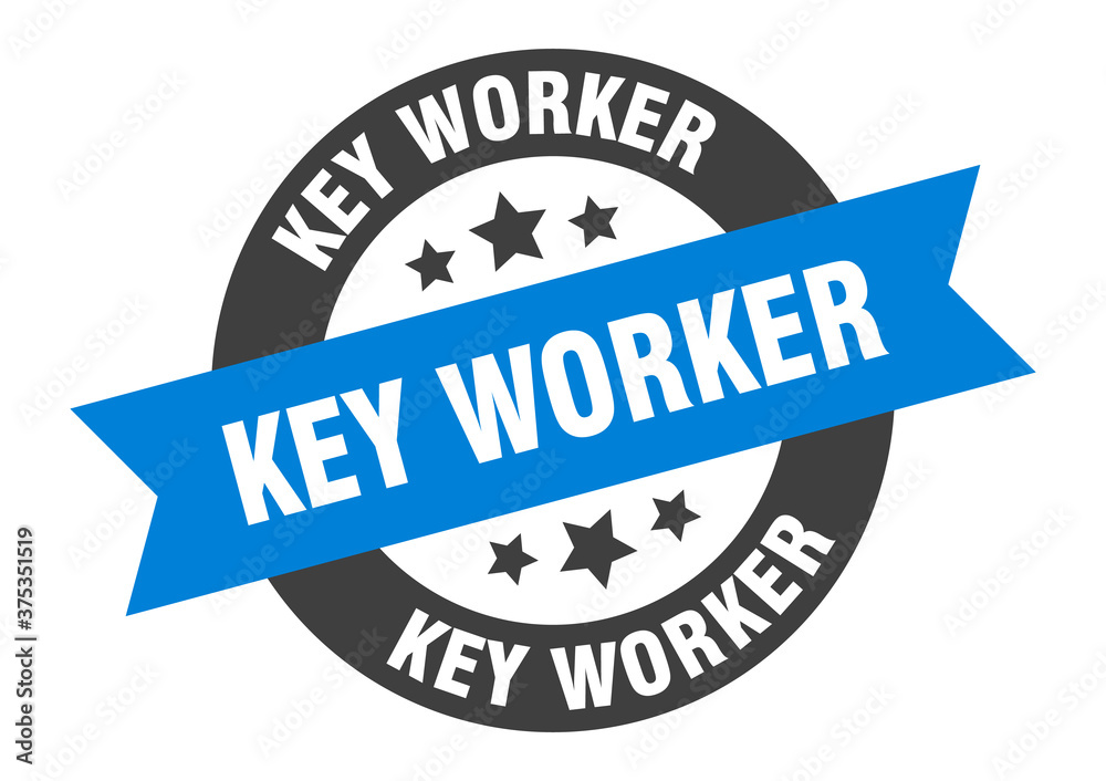 Fototapeta premium key worker sign. round ribbon sticker. isolated tag