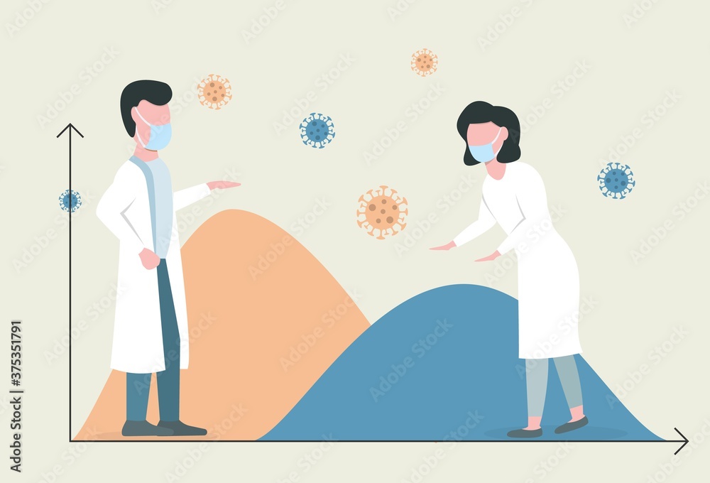 Health workers are working to reduce the incidence of covid-19. Vector illustration on flat design