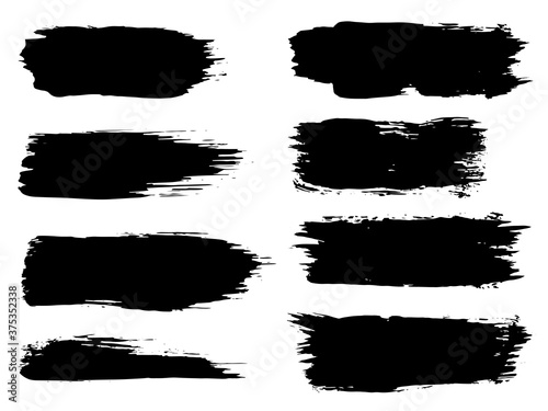 Vector collection of artistic grungy black paint hand made creative brush stroke set isolated on white background. A group of abstract grunge sketches for design education or graphic art decoration