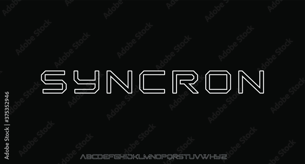 Fototapeta premium futuristic outlined minimal alphabet. display font vector typeset 