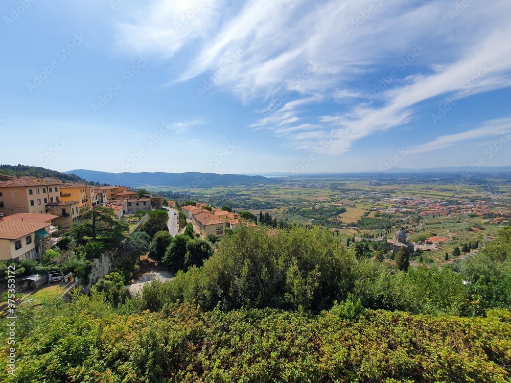 View of the town of Cortona, Tuscany.