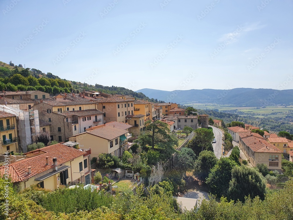 View of the town of Cortona, Tuscany.